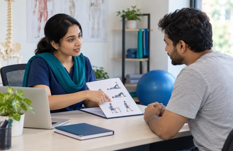 AI-generated conceptual illustration for physiotherapy centre dhaka.